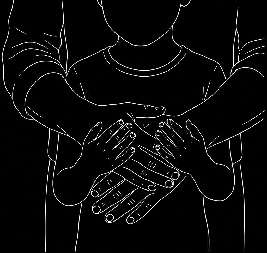 아이의 손을 잡은 보호자 일러스트